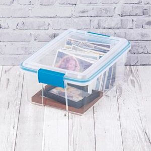 Sterilite 12 Qt Gasket Box, Stackable Storage Bin with Latching Lid and Tight Seal, Plastic Container to Organize Basement, Clear Base and Lid, 6-Pack