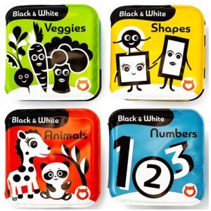 floating baby bath books – high contrast black and white waterproof bath books for babies 3+ months