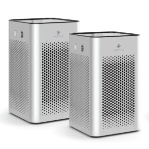 medify ma-25 air purifier with true hepa h13 filter | 825 ft² coverage in 1hr for allergens, smoke, wildfires, odors, pollen, pet dander | quiet 99.9% removal to 0.1 microns | silver, 2-pack