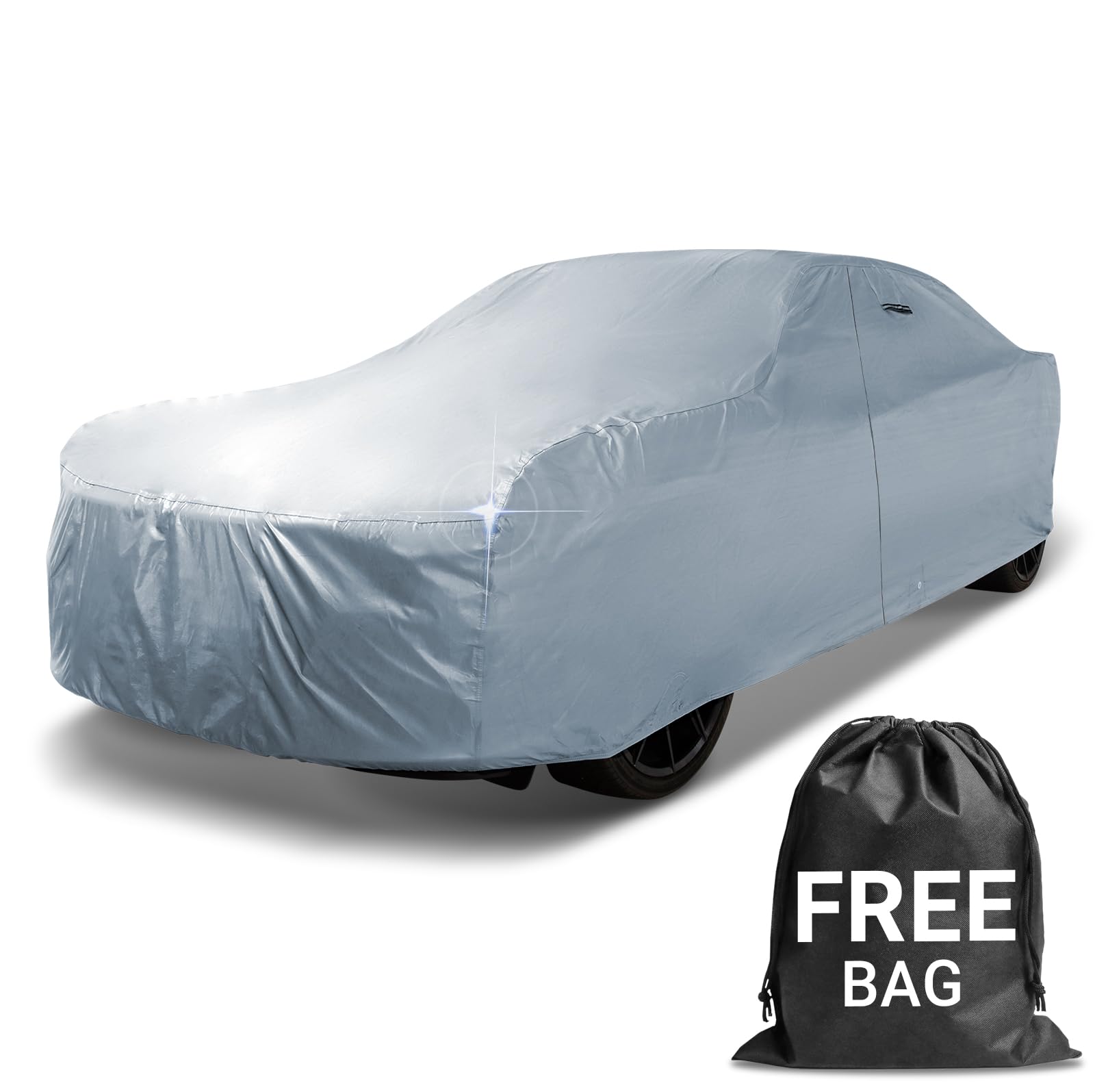 iCarCover 18-Layer Car Cover Waterproof All Weather | Premium Quality Car Covers for Automobiles, Ideal for Indoor and Outdoor Use, Fits Sedan/Coupe (194-198 inch)