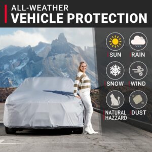 iCarCover 18-Layer Car Cover Waterproof All Weather | Premium Quality Car Covers for Automobiles, Ideal for Indoor and Outdoor Use, Fits Sedan/Coupe (194-198 inch)