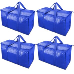 ticonn 4 pack extra large moving bags with zippers & carrying handles, heavy-duty storage tote moving boxes for space saving