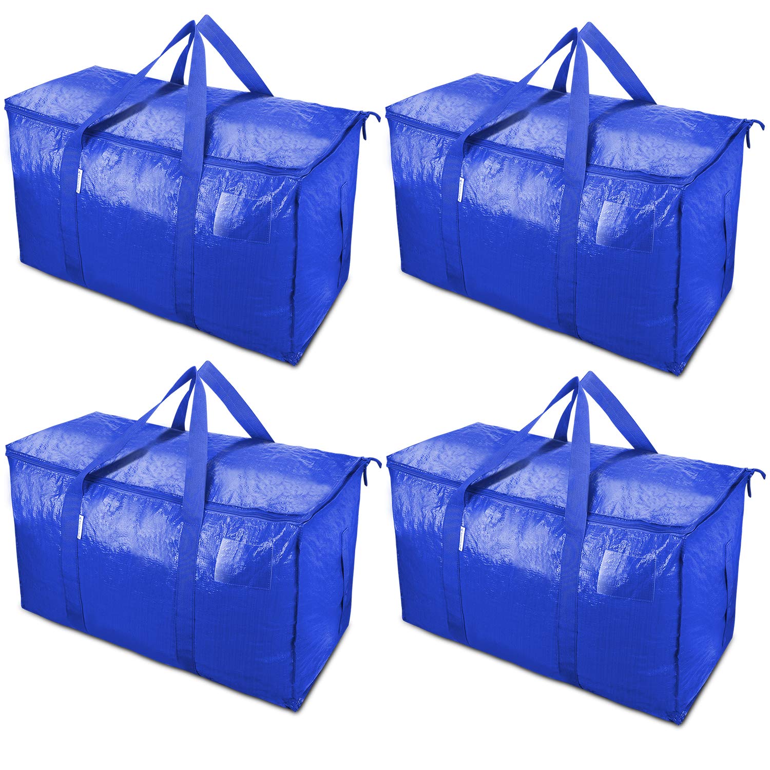 TICONN 4 Pack Extra Large Moving Bags with Zippers & Carrying Handles, Heavy-Duty Storage Tote Moving Boxes for Space Saving