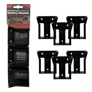 stealthmounts m18 milwaukee battery holder - 6 pack | milwaukee m18 battery holder | 18v milwaukee battery storage | milwaukee battery mount | milwaukee organizer for m18 batteries | made in the uk