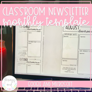 monthly classroom newsletter editable template