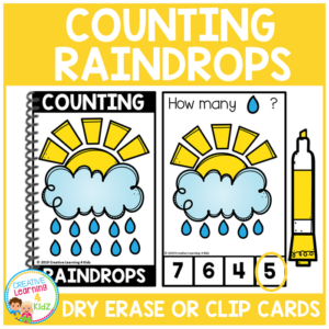 dry erase counting book/cards or clip cards: raindrops - spring