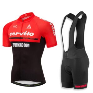 Men Cycling Jersey Team Bike Shirts Short Sleeves and Bib Shorts Set Biking Clothing (Large,B)