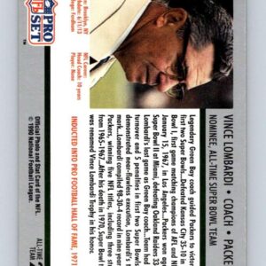 1990 Pro Set NFL Football Super Bowl 160#28 Vince Lombardi Green Bay Packers CO Official Trading Card of the National Football League