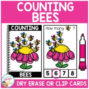 dry erase counting book/cards or clip cards: bees - spring