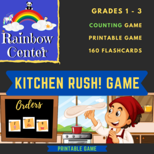 kitchen rush game - counting objects & numbers printable game - grades 1-3
