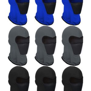 SATINIOR 9 Pieces Balaclava Ski Mask Cover Breathable Sun Dust Protection Full Face Cover for Women Men Outdoor Activities (Black, Dark Blue, Grey,Medium)