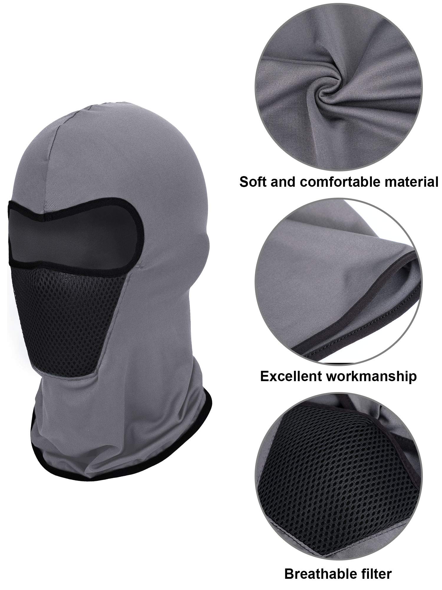 SATINIOR 9 Pieces Balaclava Ski Mask Cover Breathable Sun Dust Protection Full Face Cover for Women Men Outdoor Activities (Black, Dark Blue, Grey,Medium)