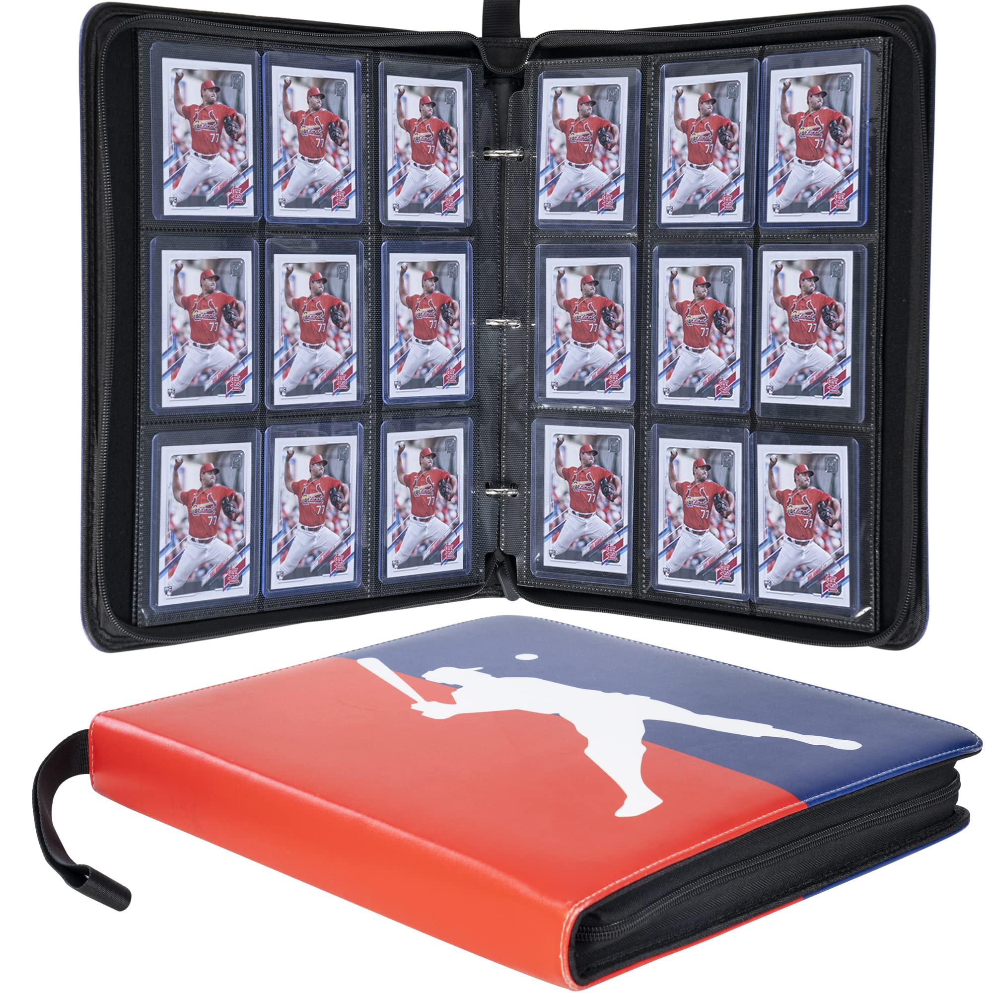 Baseball Card Binder with Sleeves - 720 Card Protectors Holder Book for Baseball Cards, 40 Pcs 9-Pocket Pages, Card Collector Album with Zipper Storage Display Case