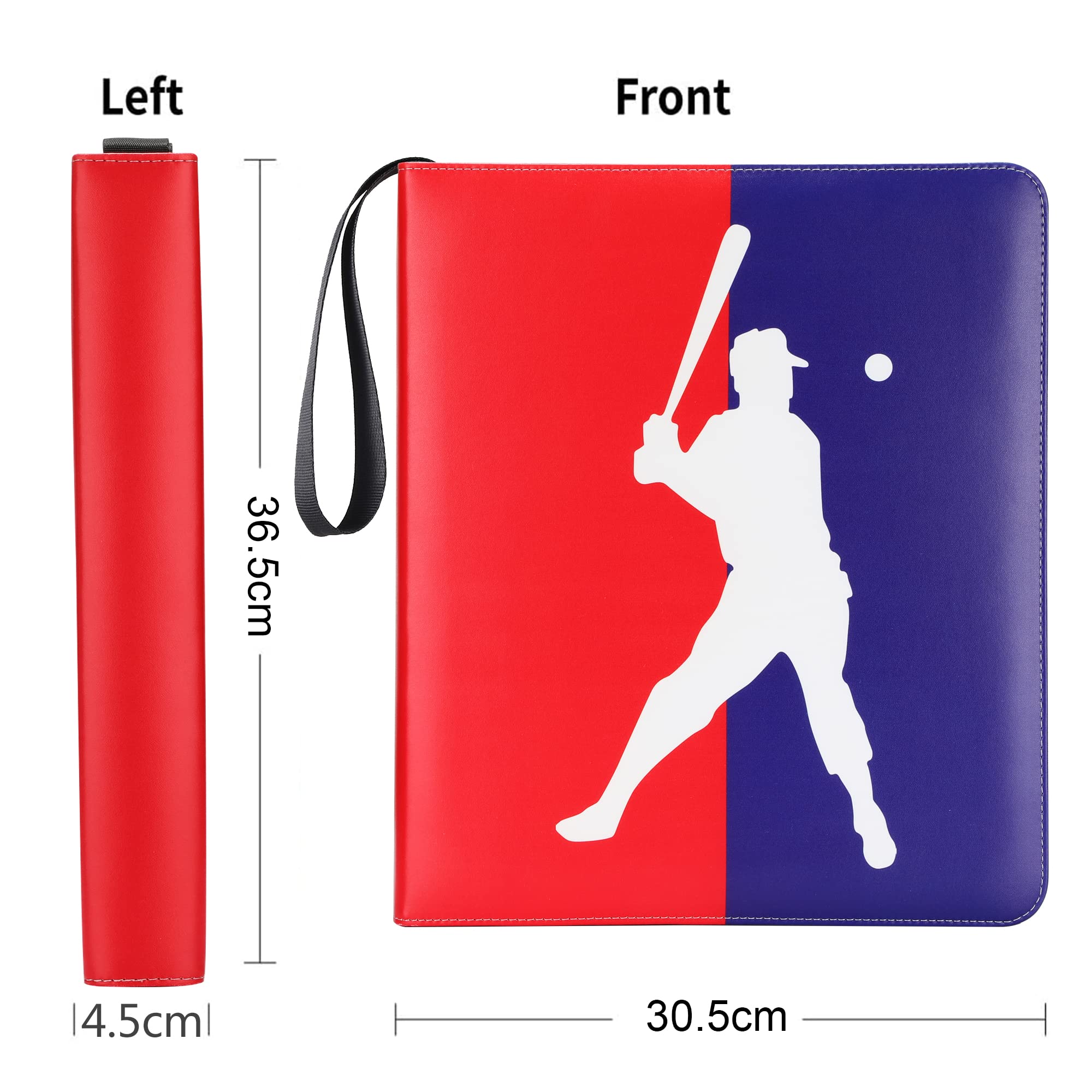 Baseball Card Binder with Sleeves - 720 Card Protectors Holder Book for Baseball Cards, 40 Pcs 9-Pocket Pages, Card Collector Album with Zipper Storage Display Case