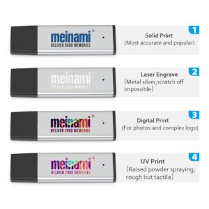 MEINAMI Slim Customized USB Flash Drive in Silver Metal Thumb Drive Personalized Memory Stick 4GB 500 Pack