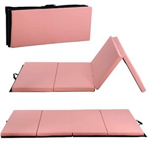 thick gymnastics exercise mat, 4'x6'x2"extra thick high density anti-tear folding tumbling mats gymnastics for home, gym mat for mma, stretching yoga cheerleading martial arts (pink)