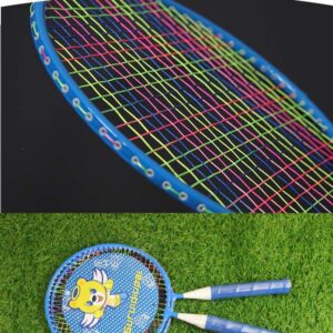 Badminton Racket for Children 1 Pair, Nylon Alloy Durable Badminton Racquet Set for Kids Indoor/Outdoor Sport Game（Including 4 Badminton and 2 Table Tennis） (Blue)