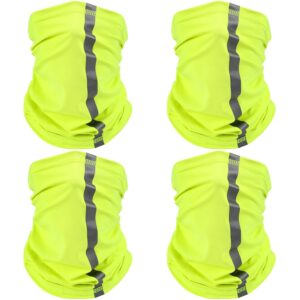 satinior 4 pieces reflective neck gaiter visibility neon safety bandana wind dust uv protection scarf bandanas
