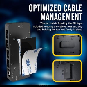 EZDIY-FAB PWM Fan Hub Controller/Splitter for 4-Pin & 3-Pin PC Cooling Fans, SATA Power, Only Use One MB Header