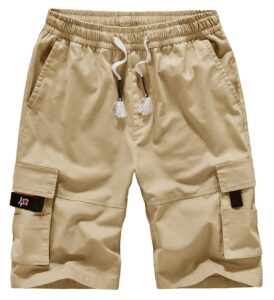 xinyangni plus size bermuda shorts for women cotton cargo shorts relaxed fit casual summer shorts multi-pocket khaki us 12-14