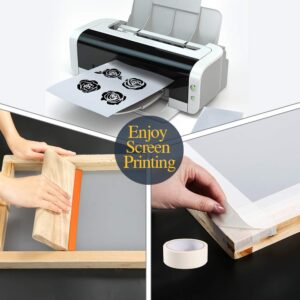 Pllieay 42 Pieces Screen Printing Kit with Instructions, Include 2 Pieces Wood Silk Screen Printing Frames, 5 Colors Fine Glitter, Screen Printing Squeegee, and Waterproof Transparency Films