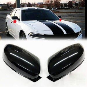 overun shiny black top half mirror covers overlay designed for 2011-2020 200 300 charger