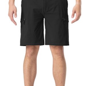 Rdruko Men's Hiking Cargo Shorts Quick Dry Lightweight Outdoor Work Casual Travel Summer Shorts with 6 Zipper Pockets(Black, US 36)