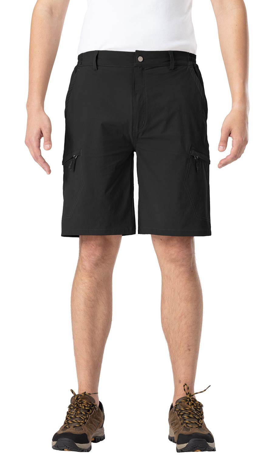 Rdruko Men's Hiking Cargo Shorts Quick Dry Lightweight Outdoor Work Casual Travel Summer Shorts with 6 Zipper Pockets(Black, US 36)