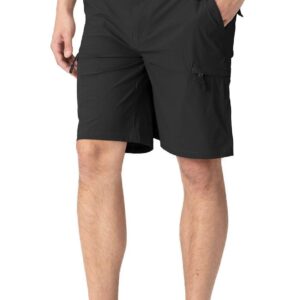 Rdruko Men's Hiking Cargo Shorts Quick Dry Lightweight Outdoor Work Casual Travel Summer Shorts with 6 Zipper Pockets(Black, US 36)