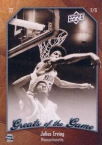 2009-10 upper deck greats of the game basketball #12 julius erving umass minutemen official ncaa trading card from the ud company