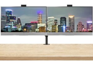 hp elitedisplay e273m 27 inch led backlit ips monitor (1fh51a8#aba) 2-pack with built in speakers, webcam, and desk mount clamp dual monitor stand