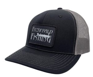 fitzgerald patch hats - richardson 112 100% polyester mesh back trucker hat, snapback closure black/charcoal