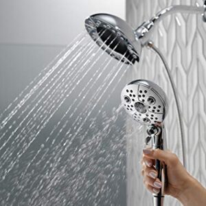 Delta Faucet 5-Spray In2ition Dual Shower Head with Handheld Spray, H2Okinetic Brushed Nickel Shower Head with Hose, Showerheads, Handheld Shower Heads, Magnetic Docking, Stainless 58480-SS25-PK