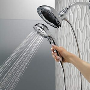 Delta Faucet 5-Spray In2ition Dual Shower Head with Handheld Spray, H2Okinetic Brushed Nickel Shower Head with Hose, Showerheads, Handheld Shower Heads, Magnetic Docking, Stainless 58480-SS25-PK