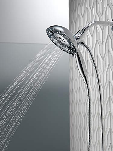 Delta Faucet 5-Spray In2ition Dual Shower Head with Handheld Spray, H2Okinetic Brushed Nickel Shower Head with Hose, Showerheads, Handheld Shower Heads, Magnetic Docking, Stainless 58480-SS25-PK