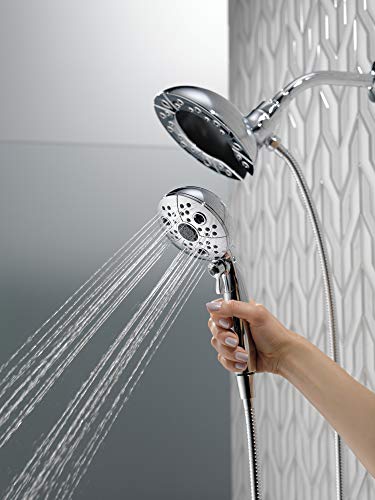 Delta Faucet 5-Spray In2ition Dual Shower Head with Handheld Spray, H2Okinetic Brushed Nickel Shower Head with Hose, Showerheads, Handheld Shower Heads, Magnetic Docking, Stainless 58480-SS25-PK