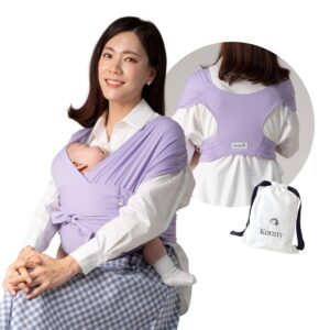 Konny Baby Carrier Elastech Luxury Carrier Wrap, Easy to Wear Baby Wrap Carrier, Perfect Essentials Cloths for Newborn Babies up to 44 lbs, (Lavender, L)