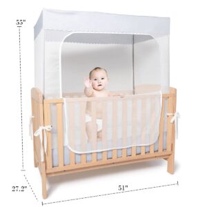 YeTrini Crib Safety Tent for Toddler Girls-See Through Mesh Crib Nets Mosquito Net Sturdy Crib Cover to Keep Baby from Climbing Out,to Keep Cats Out,to Keep Baby in-Pink