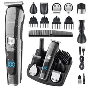 qbzdoua mens hair clipper beard trimmer cordless mens grooming kit trimmer for beard head face and body waterproof ipx7 led power display