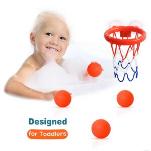 MARPPY Bath Toys, Bathtub Basketball Hoop for Toddlers Kids, Boys and Girls with 4 Soft Balls Set & Strong Suction Cup, Bathtub Shooting Game & Fun Toddlers Bath Toys for Boys or Girls