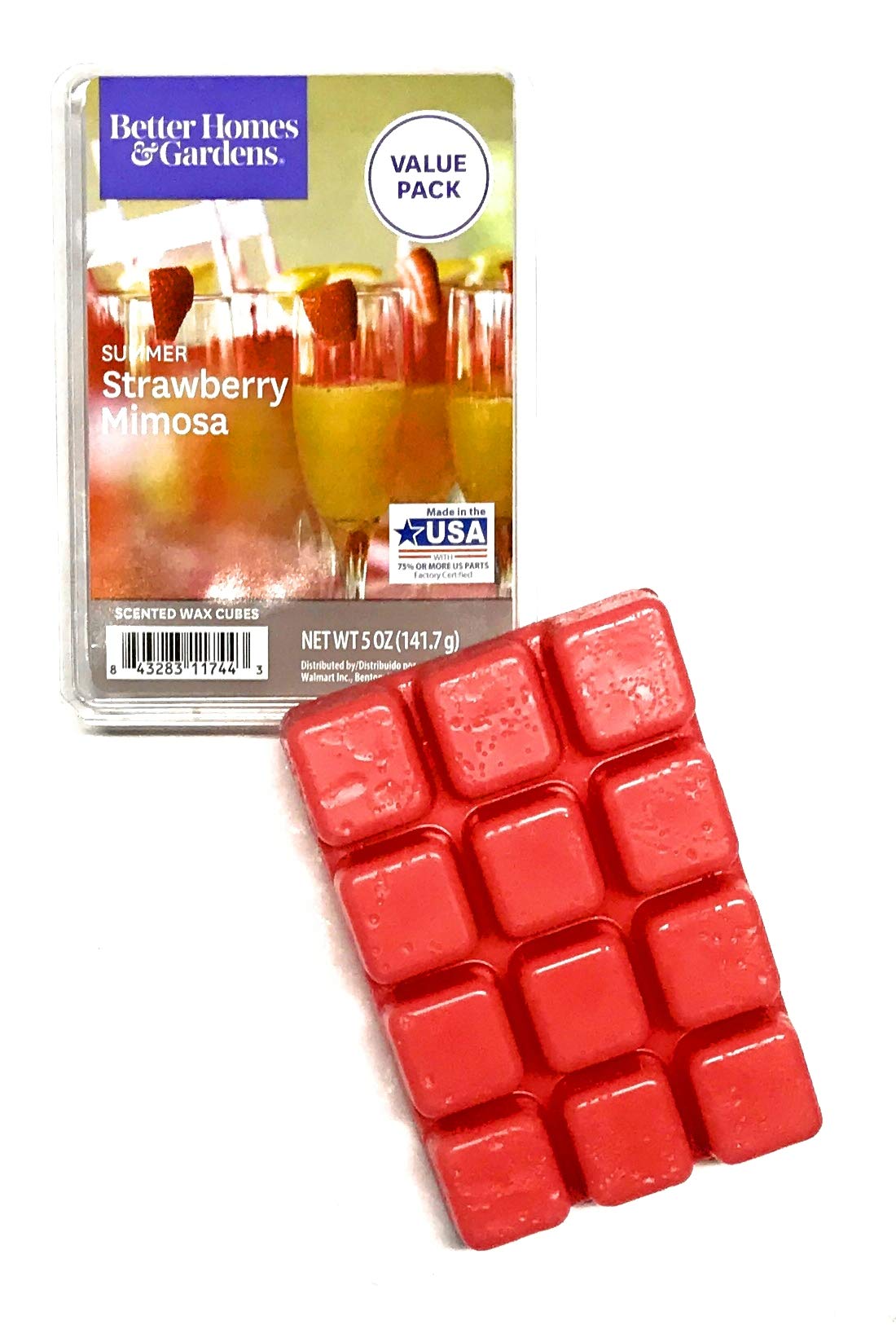 Better Homes and Gardens Scented Wax Cubes Summer Strawberry Mimosa, 5 OZ Package