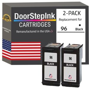 doorstepink remanufactured ink in the usa cartridge replacements for hp 96 2 black (c8767wn) for hp deskjet series: 5740, 5940, 6520, 6540, 6620, 6830v, 6840, 6940, 6980, 9800