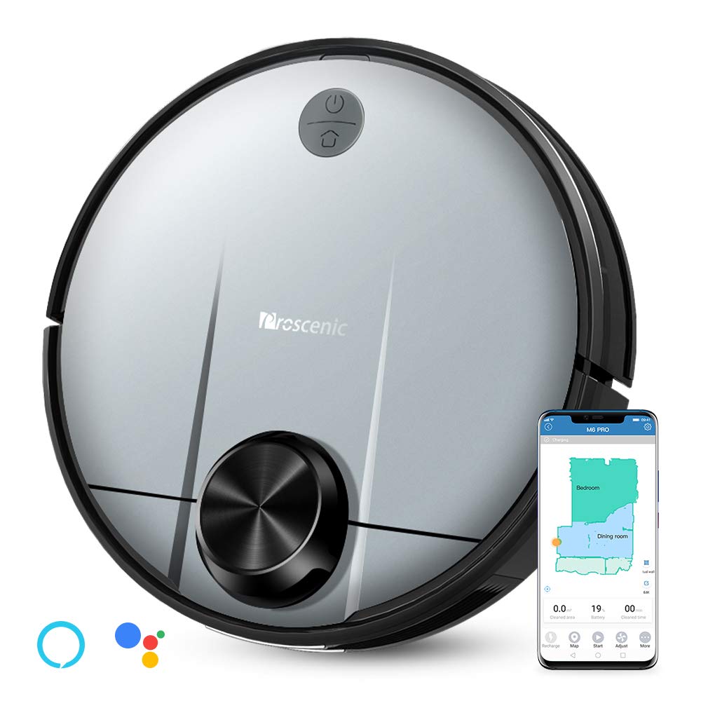 Proscenic M6 PRO Wi-Fi Connected Robot Vacuum Cleaner and Mop, Alexa & Google Home& App Control, Lidar Navigation, Robotic Vacuum with Mapping, 2600 Pa Suction and Selective Room Cleaning