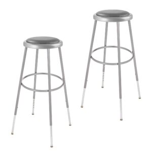 oef furnishings (2 pack) height adjustable grey vinyl padded stool, 31-38" high