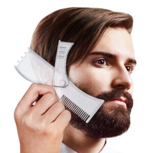 Housmile Adjustable Beard Shaping Tool Beard Styling Template for Men 360° Rotating Beard Shaper Works with Any Trimmer or Razor