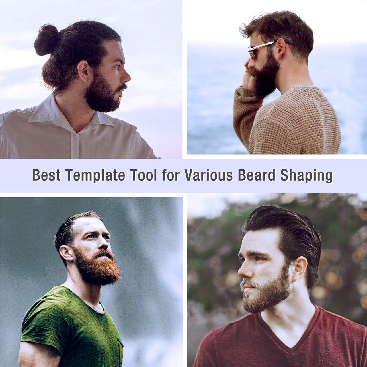 Housmile Adjustable Beard Shaping Tool Beard Styling Template for Men 360° Rotating Beard Shaper Works with Any Trimmer or Razor