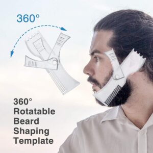 Housmile Adjustable Beard Shaping Tool Beard Styling Template for Men 360° Rotating Beard Shaper Works with Any Trimmer or Razor