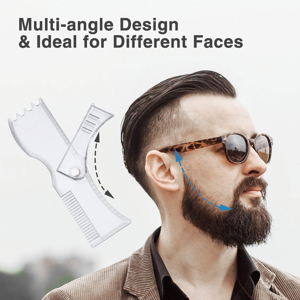 Housmile Adjustable Beard Shaping Tool Beard Styling Template for Men 360° Rotating Beard Shaper Works with Any Trimmer or Razor