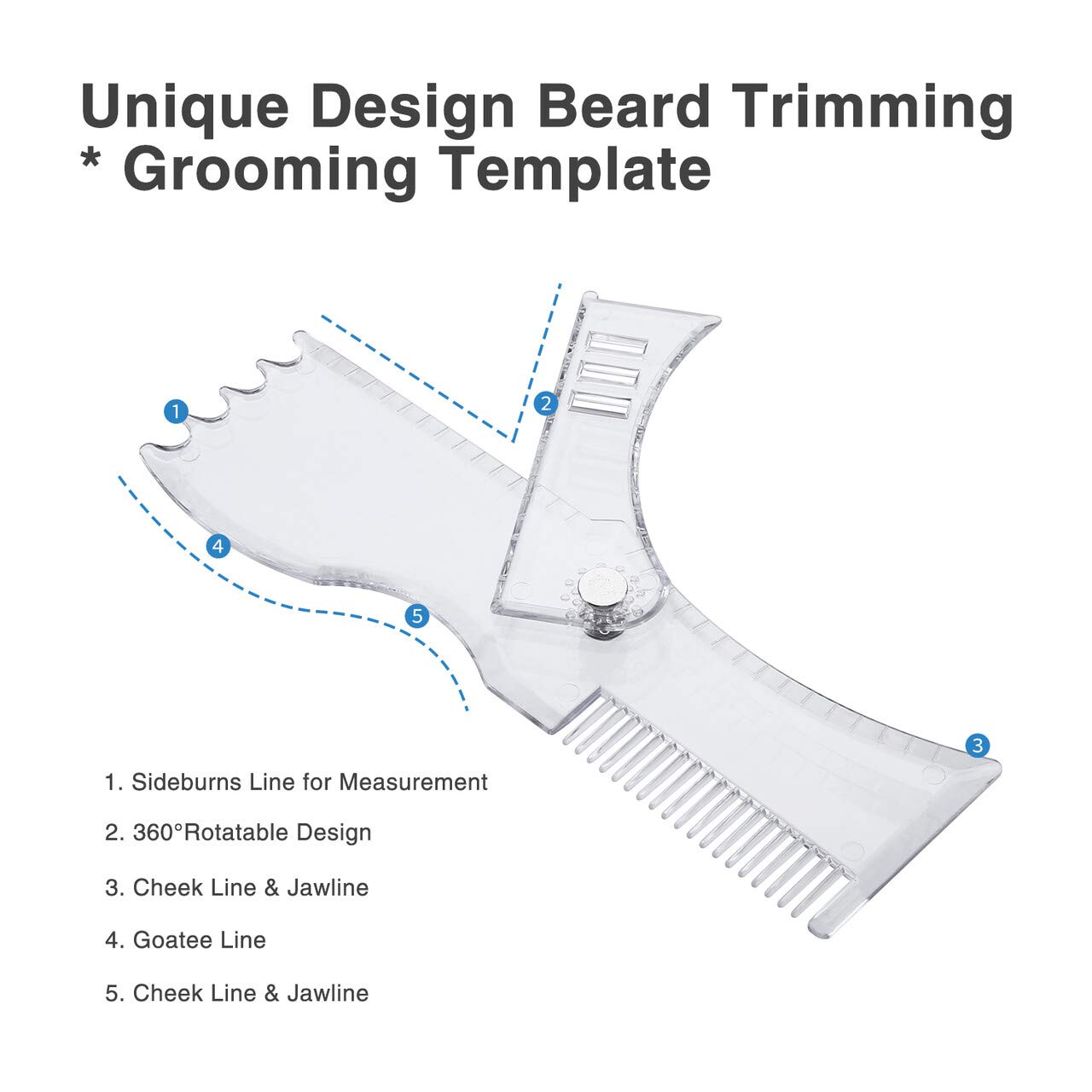Housmile Adjustable Beard Shaping Tool Beard Styling Template for Men 360° Rotating Beard Shaper Works with Any Trimmer or Razor