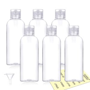 yictek plastic travel bottles for toiletries tsa approved,100ml/3.4oz empty small squeeze travel size bottle containers with flip cap(6 pack)